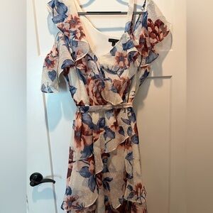 Lane Bryant Floral Midi Dress with Ruffles